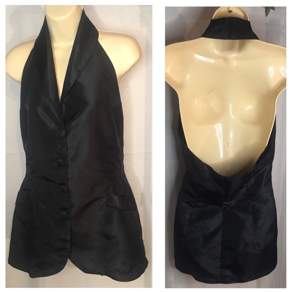 Jackets & Blazers - Brilliant vintage black halter blazer vest top. Very classy style